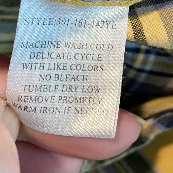 Roper Plaid Button Down Shirt Size XL Blue Tan - Picture 7 of 7